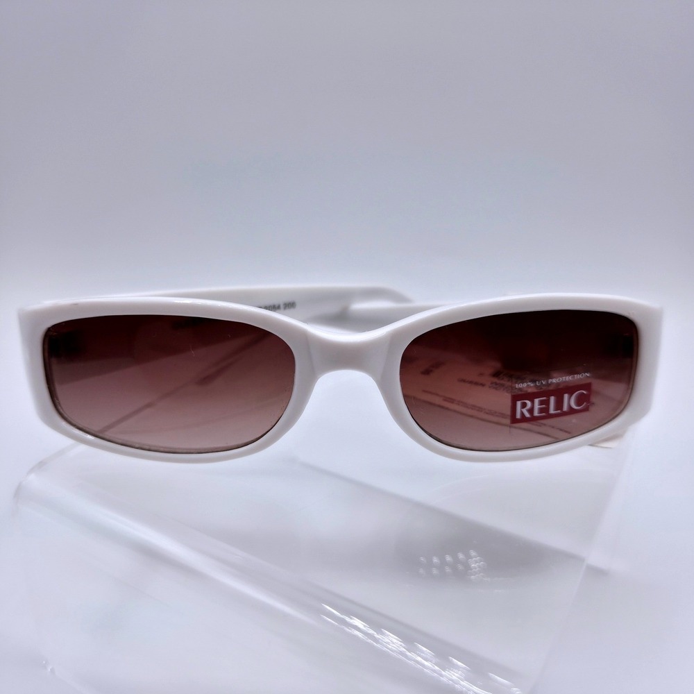 Relic Sunglasses Womens OS White NEW Queen Victoria‎ Rectangular Brown Lens